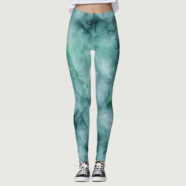 Marble-like Struktur i Mint Grönt Leggings (Framsida)