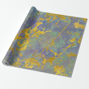 Marble Lila Guld Grönt Stone Strokes Gift Idea Presentpapper