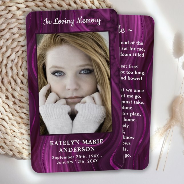 Marble Lila Memorial Photo Funeral Prayer Card Visitkort (Skapare uppladdad)