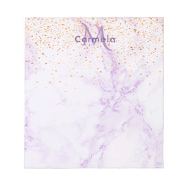 Marble lila violet guld glitter monogram anteckningsblock