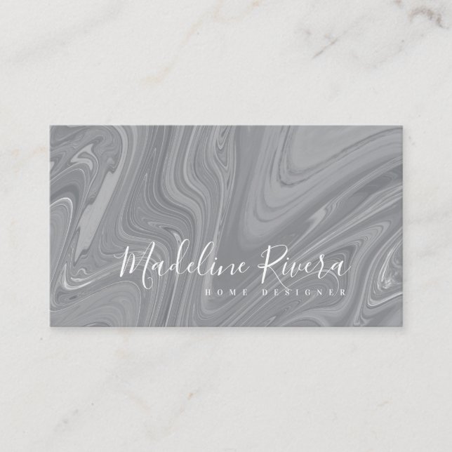 Marble Liquid Agate Stil Salong Heminredning Grå Visitkort (Framsida)
