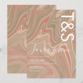 Marble Liquid Terracotta Agate Typography Bröllop Inbjudningar