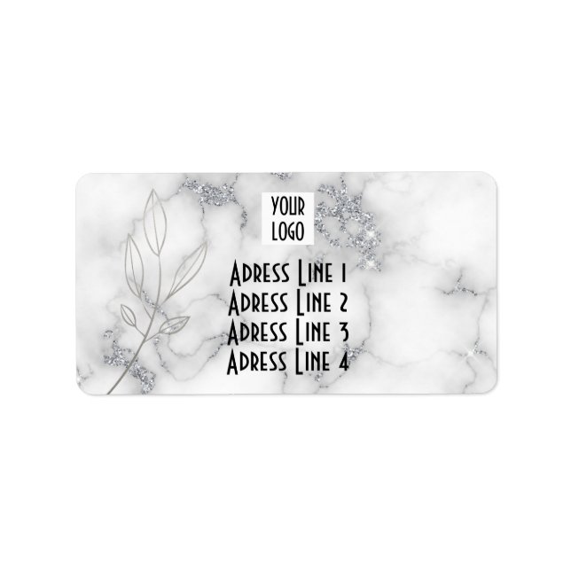 Marble lyx elegant silver modern returadress  adressetikett (Framsidan)