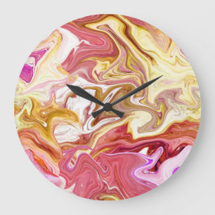 Marble Magic: Colorful Abstract Design Stor Klocka