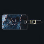 Marble Maid of honor Bagagebricka<br><div class="desc">Marble Agate Gilded Geode Design,  med Modern och skript typsnitt,  med guldfärgen Navy Blue & Ro. Trendig och Chic Bröllop Maid of honor bagagetapp! ~ Kolla min butik för att se hela bröllop-svit för den här designen!</div>