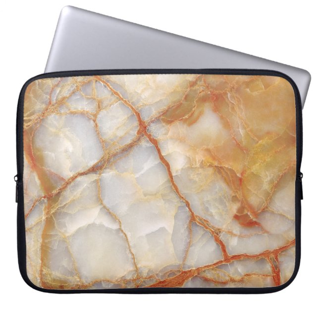 Marble Majesty: Glossy Elegance Laptop Fodral (Framsidan)