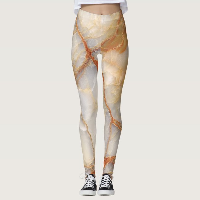 Marble Majesty: Glossy Elegance Leggings (Framsida)