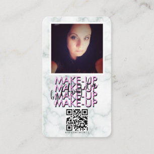 Marble Makeup Salon QR-kod Foto Rosa Svart Visitkort