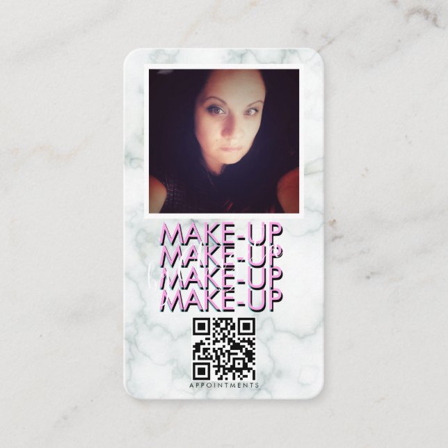 Marble Makeup Salon QR-kod Foto   Visitkort (Framsida)
