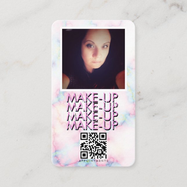 Marble Makeup Salong QR-kod Foto  Visitkort (Framsida)