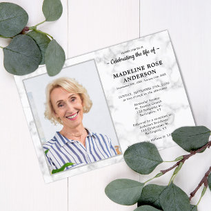 Marble Memorial Firande of Life Photo Funeral Inbjudningar