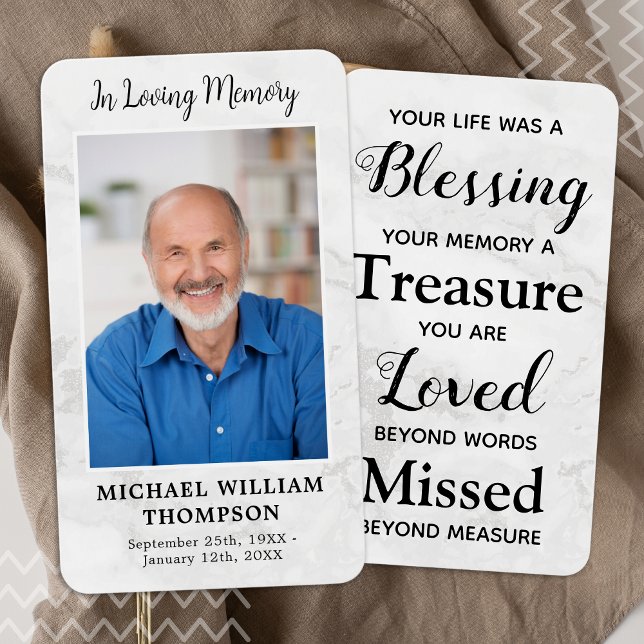 Marble Memory Dikt Photo Memorial Prayer Card Visitkort (Skapare uppladdad)