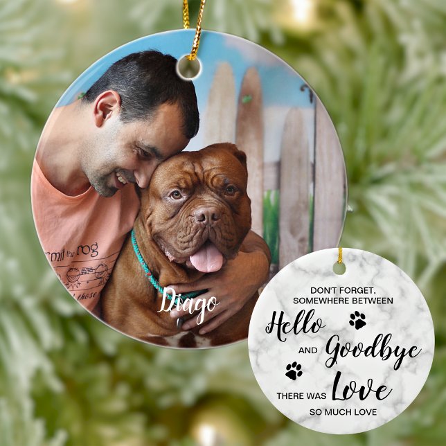 Marble Memory Quote Pet Memorial Hund Photo Julgransprydnad Keramik (Skapare uppladdad)