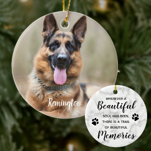 Marble Memory Quote Photo Hund Pet Memorial Julgransprydnad Keramik
