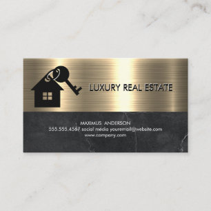 Marble Metallic Guld House Nycklar Logotyp Visitkort