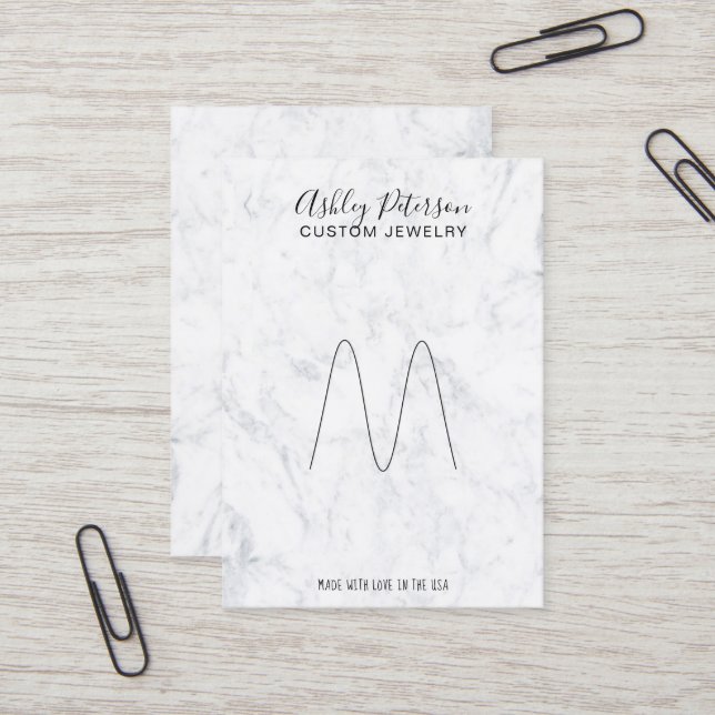 Marble minimalist elegant jewelry ring visning visitkort (Fram/Back In Situ)