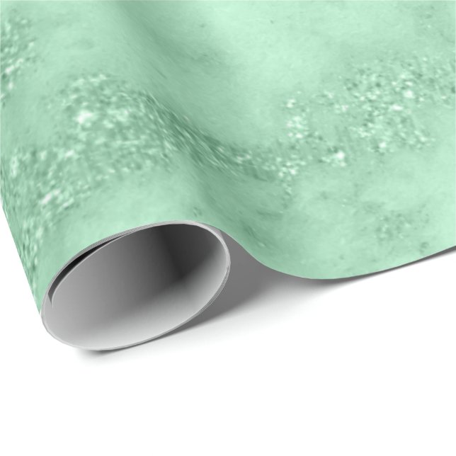 Marble Mint Grönt Glitter Pastel Abstrakt Presentpapper (Rullad Hörn)