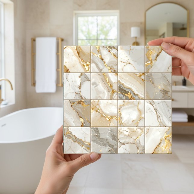 Marble Mix 4x4 rutor Elfenben ID1186a Kakelplatta (Skapare uppladdad)