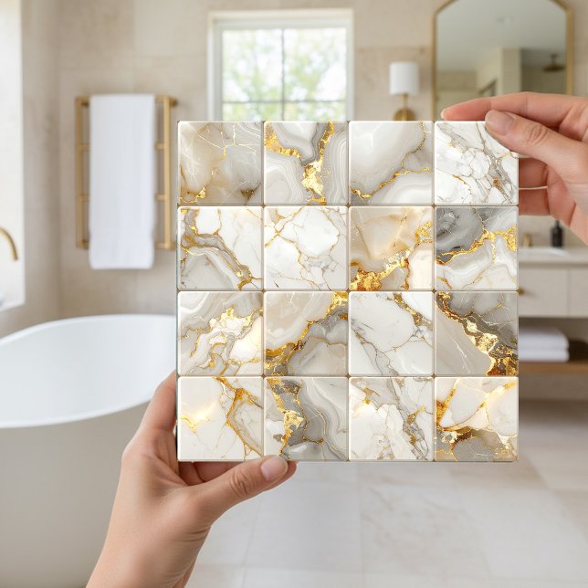Marble Mix 4x4 rutor Elfenben ID1186b Kakelplatta (Skapare uppladdad)
