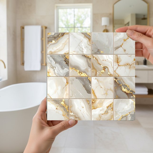 Marble Mix 4x4 rutor Elfenben ID1186c Kakelplatta (Skapare uppladdad)
