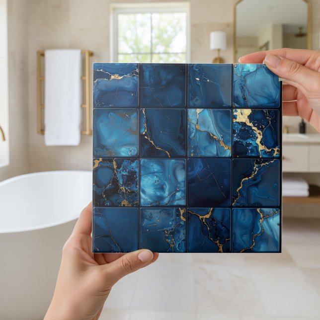 Marble Mix 4x4 Squares Blue ID1186c Kakelplatta (Skapare uppladdad)