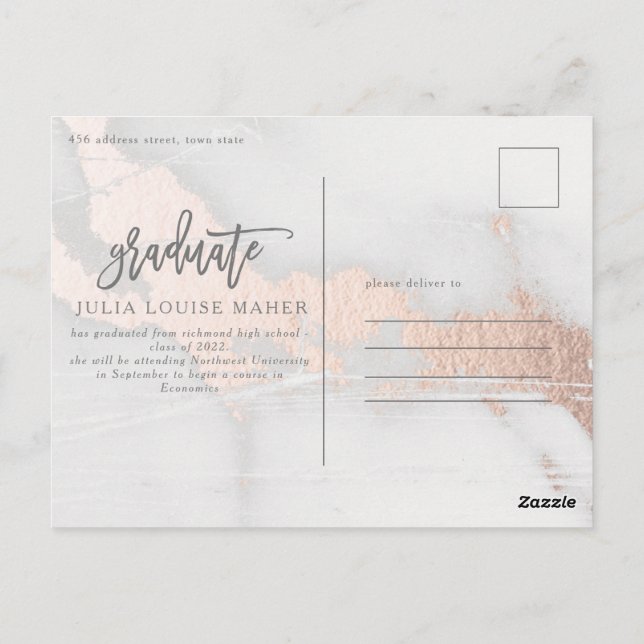 Marble modern elegant-foto student vykort (Baksida)