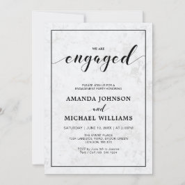 Marble | Modern enkel typografi Förlovningsfest Inbjudningar