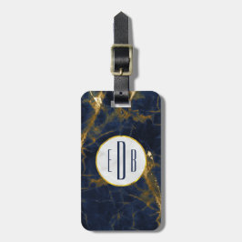 Marble Modern Snyggt Monogram för marmor i Guld Bagagebricka