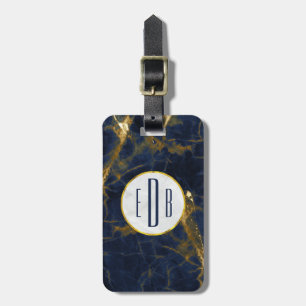 Marble Modern Snyggt Monogram för marmor i Guld Bagagebricka