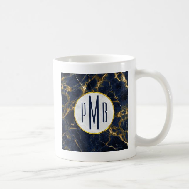 Marble Modern Snyggt Monogram för marmor i Guld Kaffemugg (Höger)