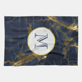 Marble Modern Snyggt Monogram för marmor i Guld Kökshandduk