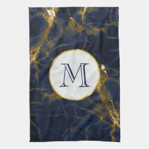 Marble Modern Snyggt Monogram för marmor i Guld Kökshandduk