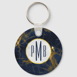 Marble Modern Snyggt Monogram för marmor i Guld Nyckelring