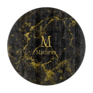 Marble Monogram Black Guld 12 tum