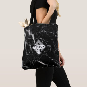 Marble MONOGRAM Black Tote - Tillfällen Anpassning Tygkasse