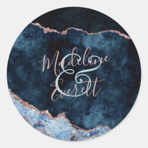 Marble Monogram Bröllop Runt Klistermärke