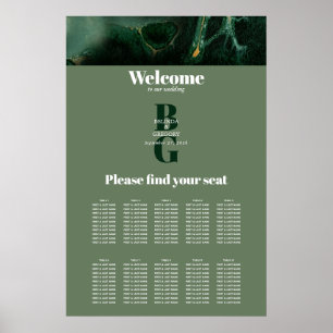 Marble Monogram Bröllop-sätesdiagram för modern Gr Poster
