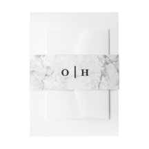 Marble monogram bröllopsinbjudan Blockband