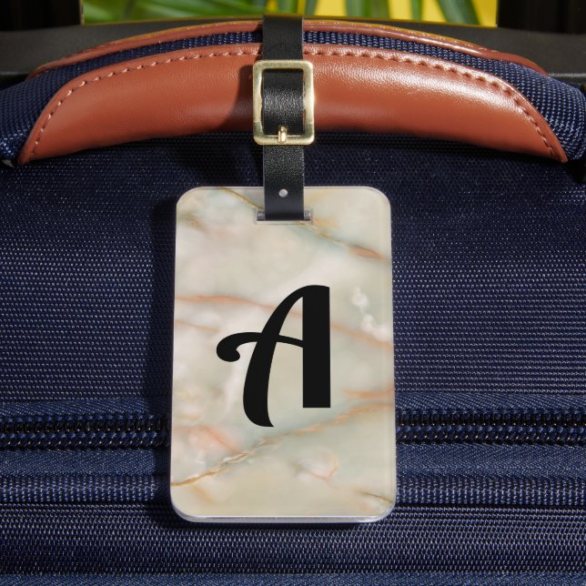 Marble Monogram Custom Name Initial Gift Bagagebricka (Framsida Insitu 2)