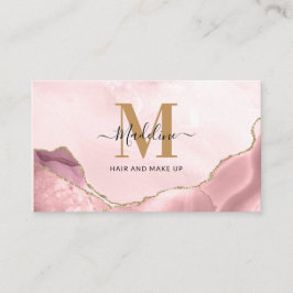 Marble Monogram för den  Rosan Guld Glitter Visitkort