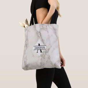 Marble MONOGRAM Grått Tote - Tillfällen Anpassning Tygkasse