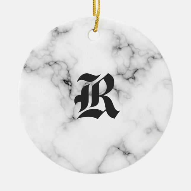 Marble monogram julgransprydnad keramik (Framsidan)
