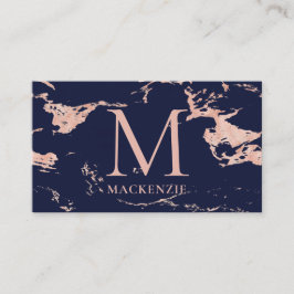 Marble Monogram QR-kod för marmor, blå Ro Visitkort