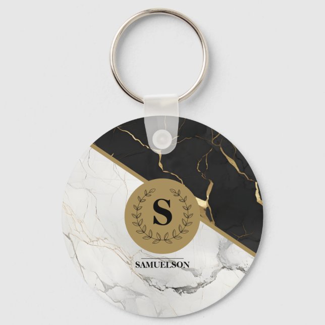 Marble Monogrammerad Tidlös  Nyckelring (Framsida)