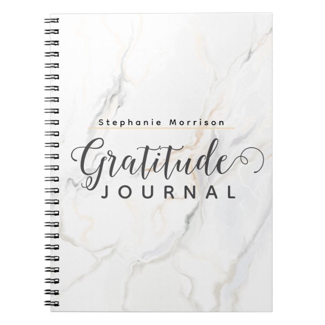 Marble Mönster Gratitude Journal - Grått & white Anteckningsbok (Framsidan)