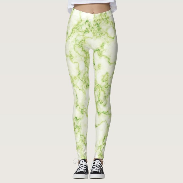 Marble Mönster Grönt Leggings (Framsida)