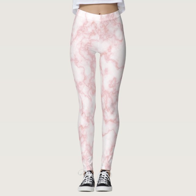 Marble Mönster Rosa Leggings (Framsida)