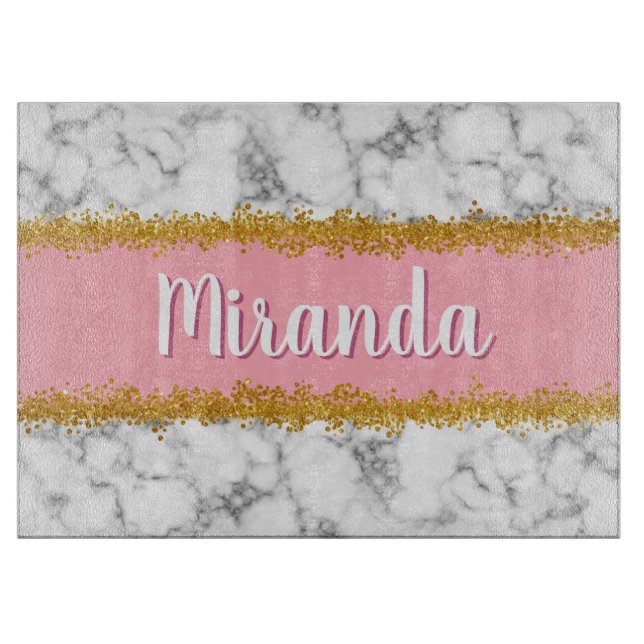 Marble Mönster vid Rosa med Guld Glitter (Framsidan)