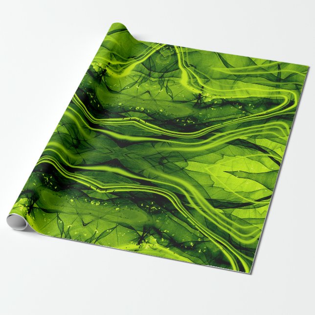 MARBLE MÖNSTER WRAPPING PAPPER-LIME GRREEN PRESENTPAPPER (Utrullad)