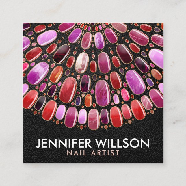 Marble Nail Art Mandala - Möte  Fyrkantigt Visitkort (Framsida)